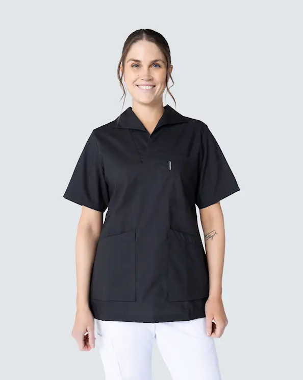 Almedahls Sort Bluse med Krave Dame