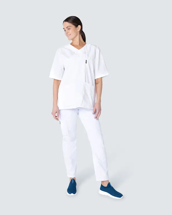 Almedahls Hvid Bluse med v-hals Unisex