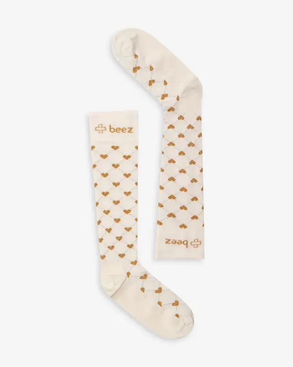 Beez Stödstrumpa Erta Guldlurex Offwhite