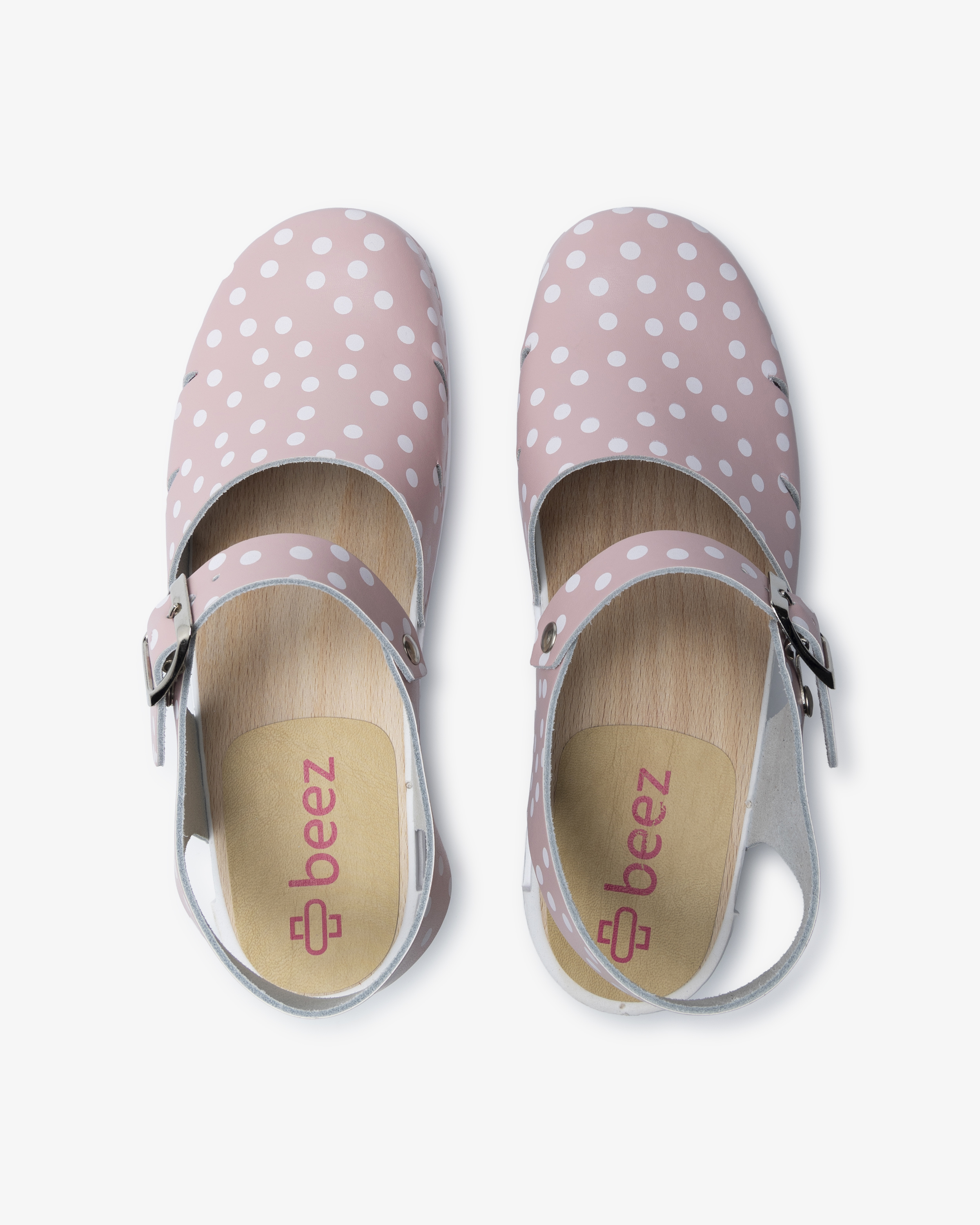 Beez Très Chic Arbeitsschuh Hellrosa/Weißgepunktet