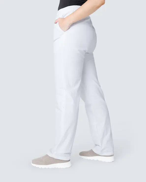 Almedahls Vit Krinklad Uppvikbar Byxa Dam