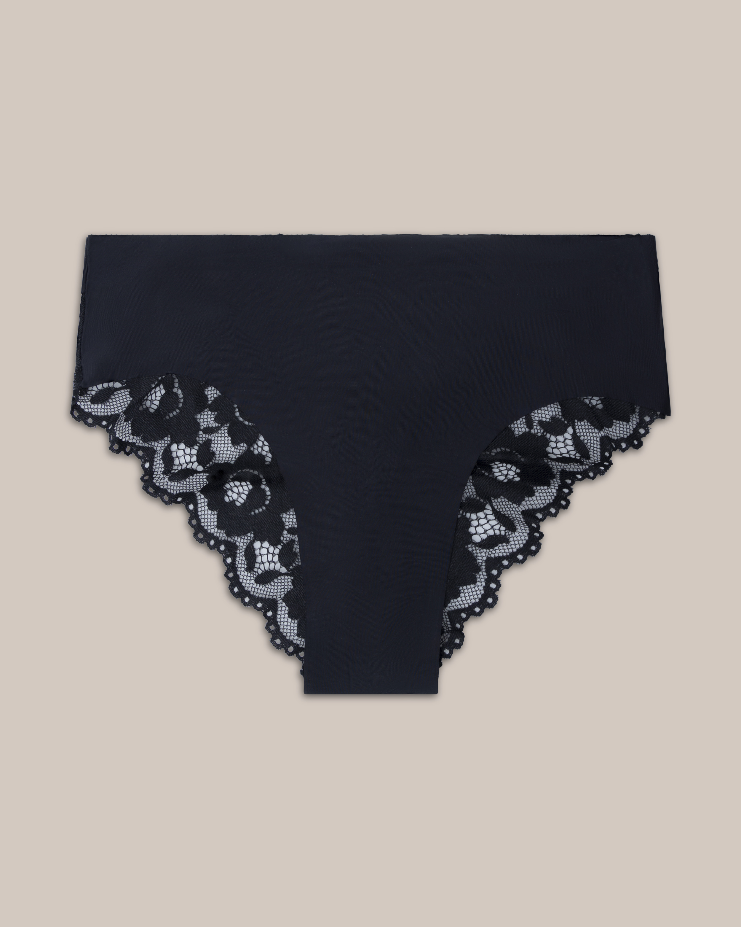 Brasiliansk trusse Eve med blonder laserskåret Sort