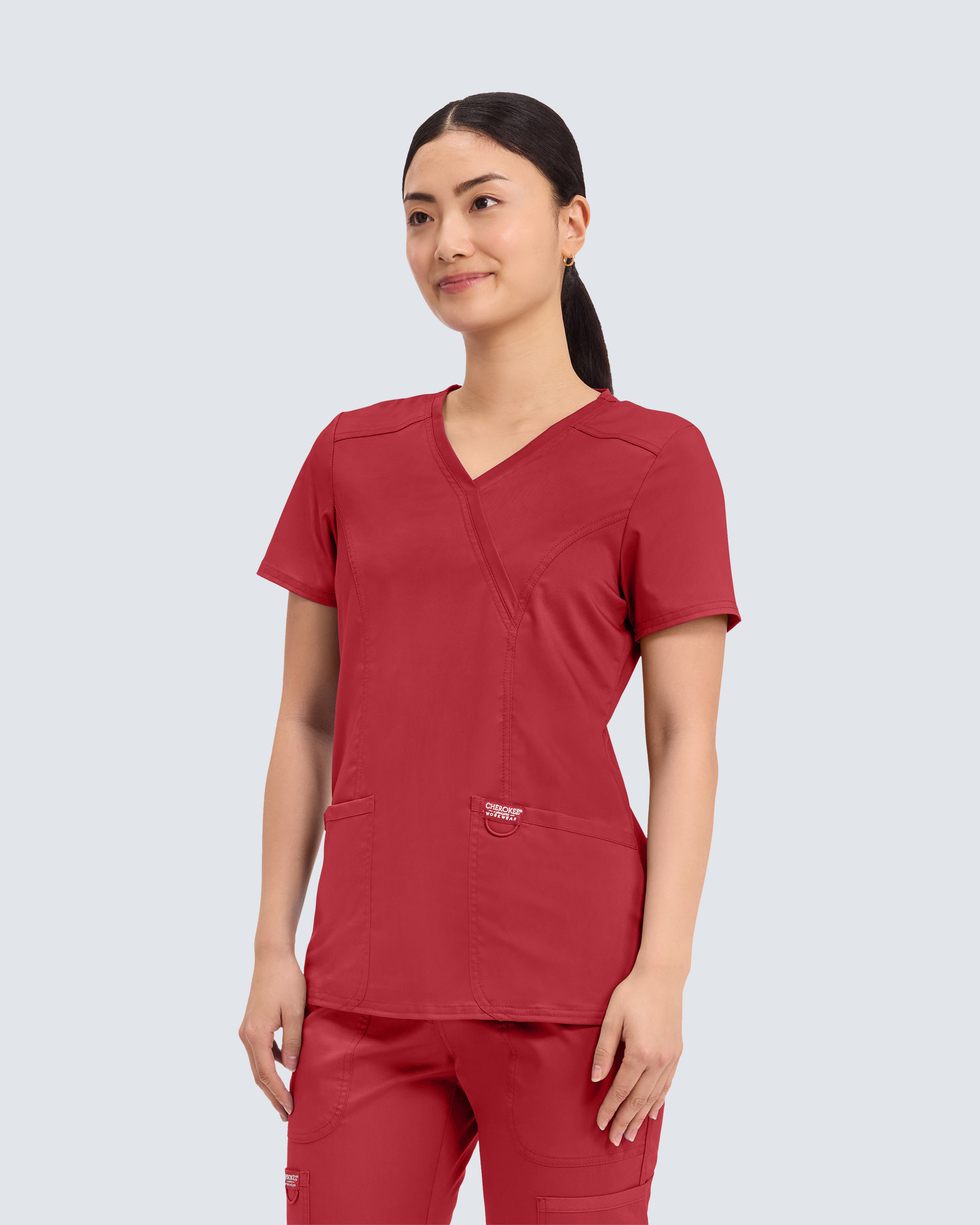 Cherokee Revolution Mock Wrap Top WWE610 Rød