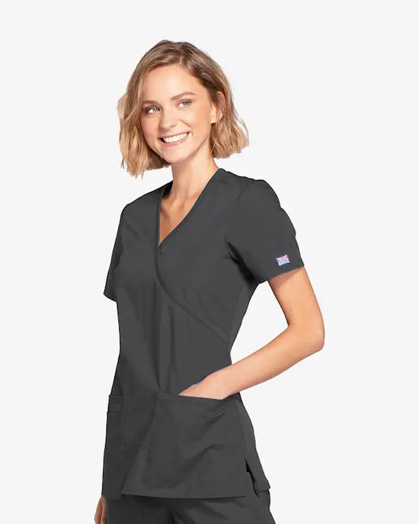 Cherokee Originals Mock Wrap Top WWE650 Graphite