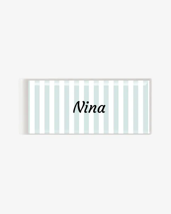 Namensschild mit Kunststoffclip Mint Stripes