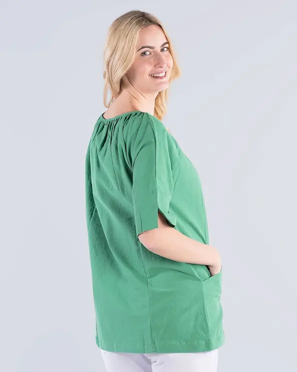 South West Cotton Crinkle GOTS Elin Grøn Tunika Dame