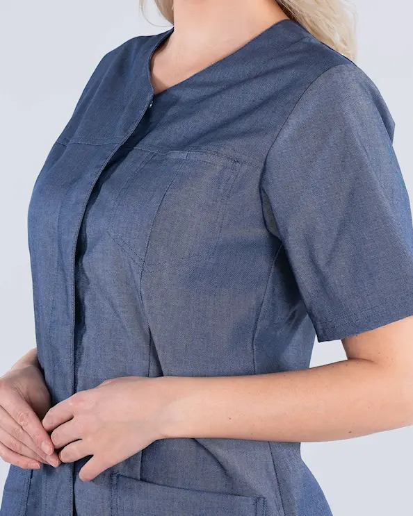 Segers Denimblå Tunika Stretch med Knapper Dame