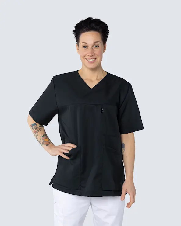 Almedahls Svart V-blus Unisex Tencel