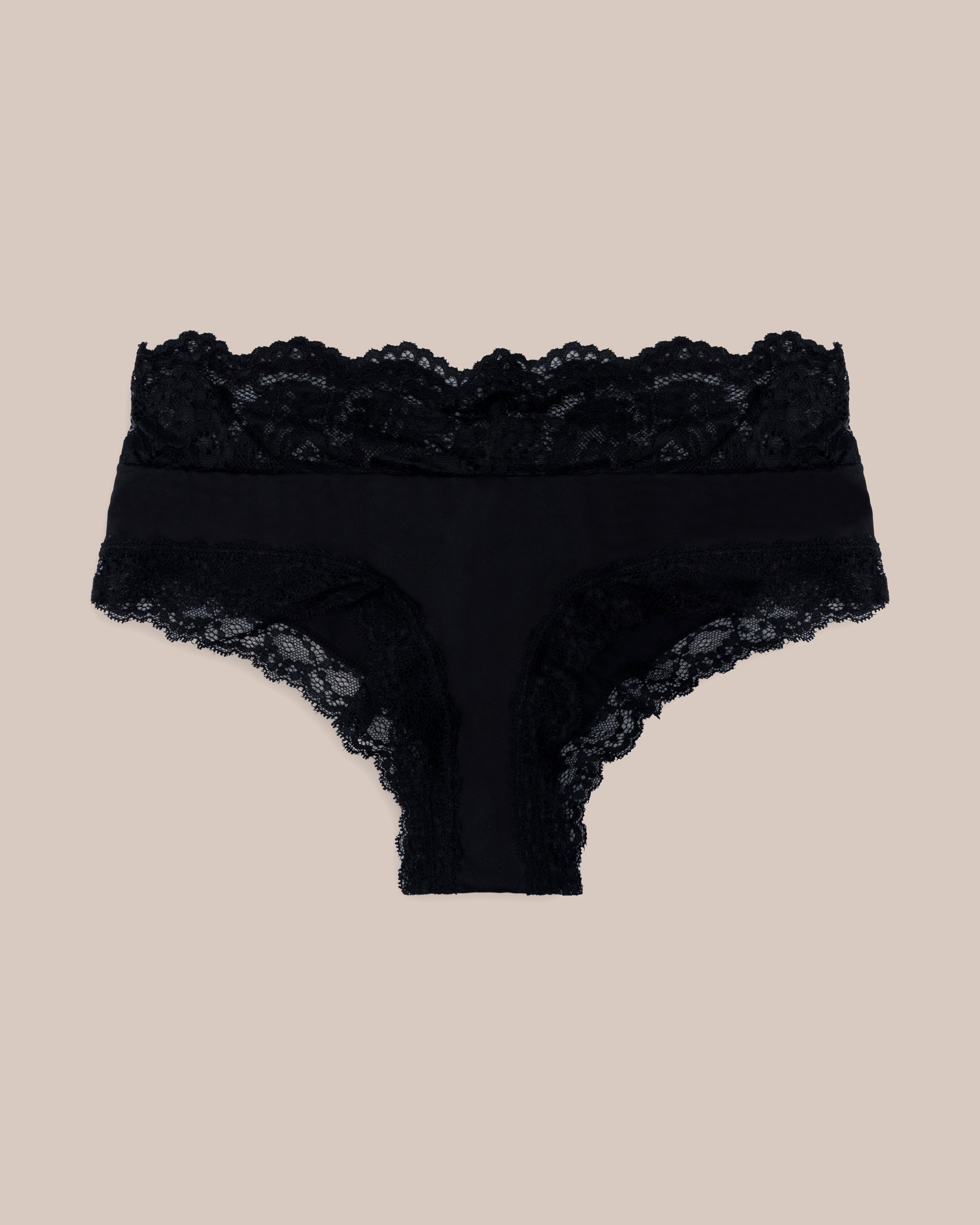 Brasiliansk trusse Greta med blonder sort Sort