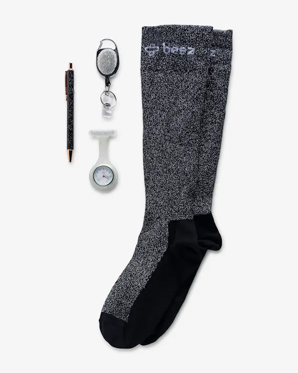 Stödstrumpor Kit Glitter Svart