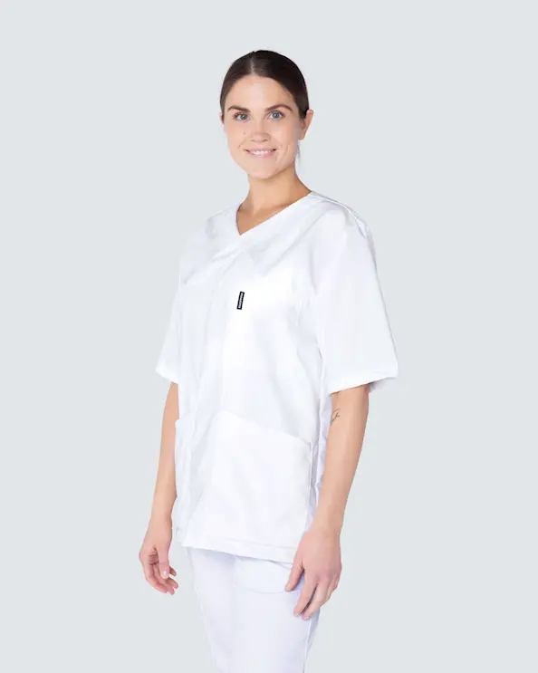 Almedahls Hvid Bluse med v-hals Unisex