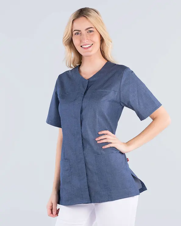Segers Denimblå Tunika Stretch med Knapper Dame