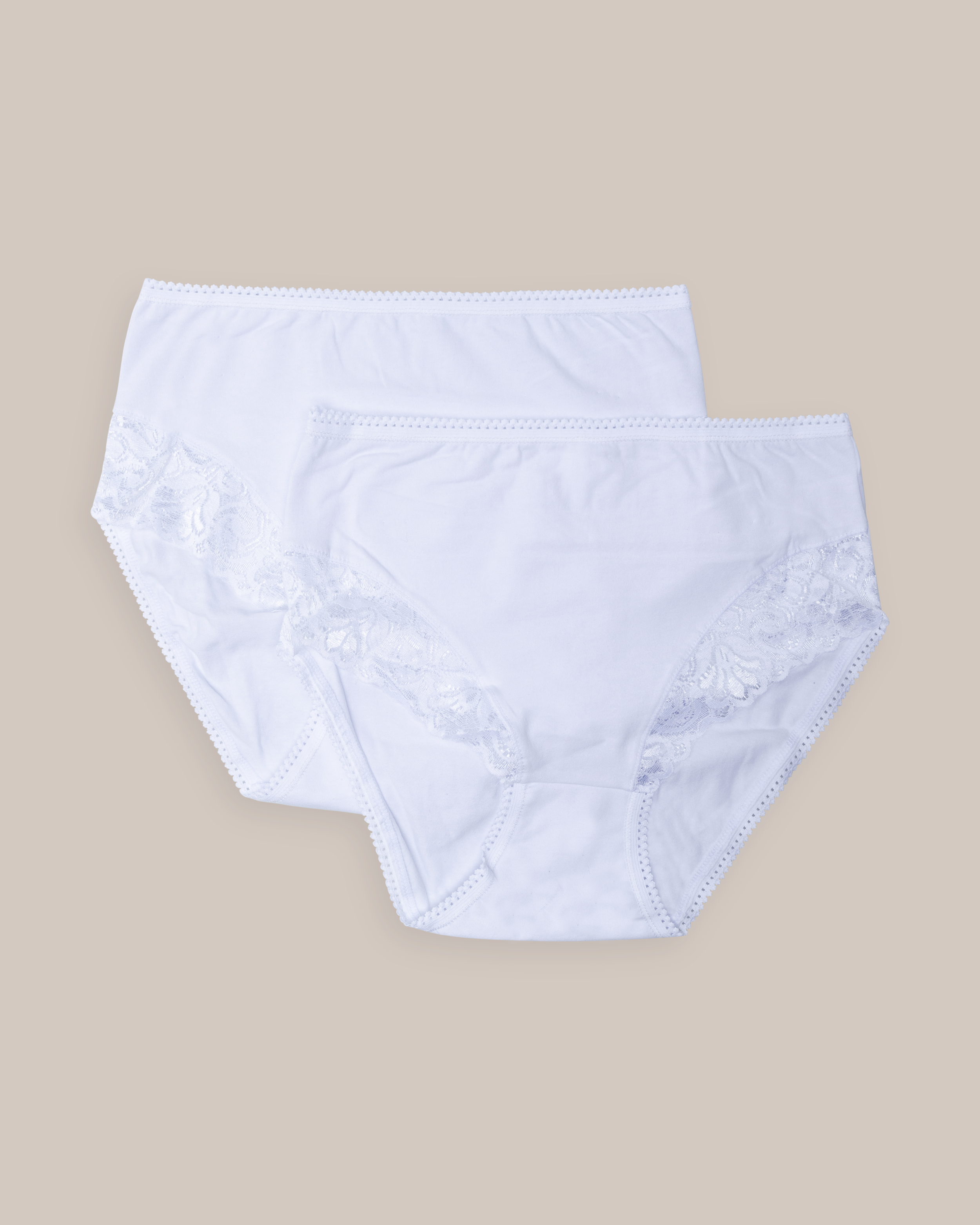 Truse Midi Hvid med Blonder 2-pak