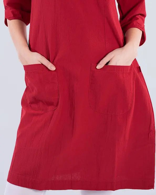 South West Cotton Crincle GOTS Emma Punainen Mekko Naiset
