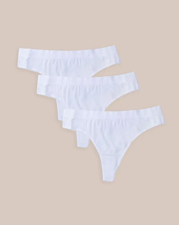 String Ellen Bambus Weiß 3-Packung