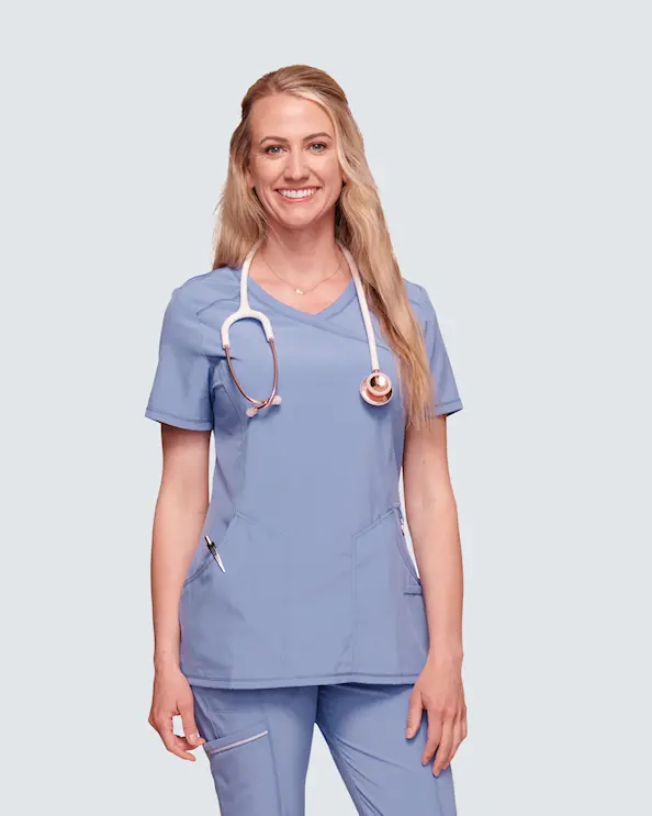 Infinity Mock Wrap Top CKE2625A Vaaleansininen