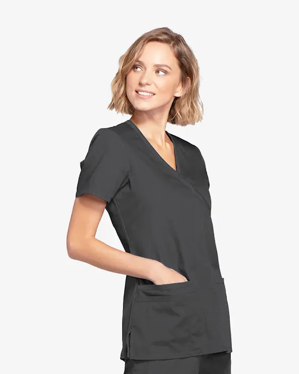 Cherokee Originals Mock Wrap Top WWE650 Graphite