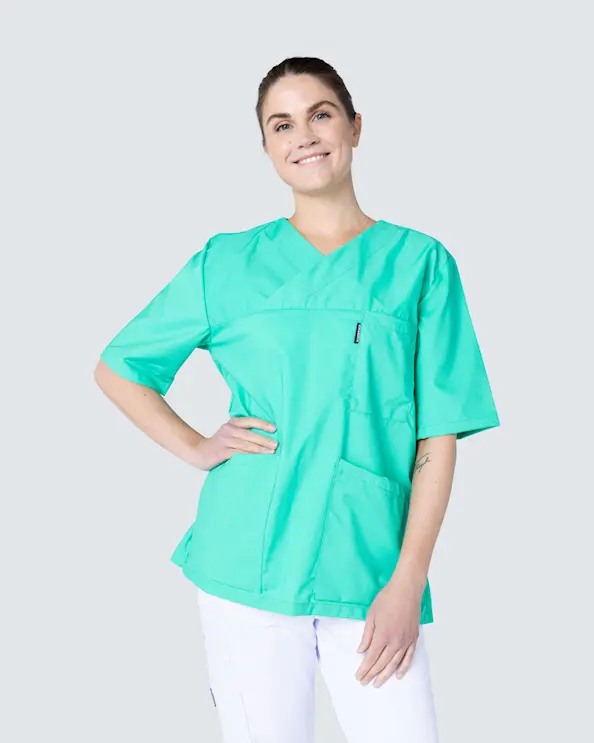 Almedahls Grøn Bluse med v-hals Unisex
