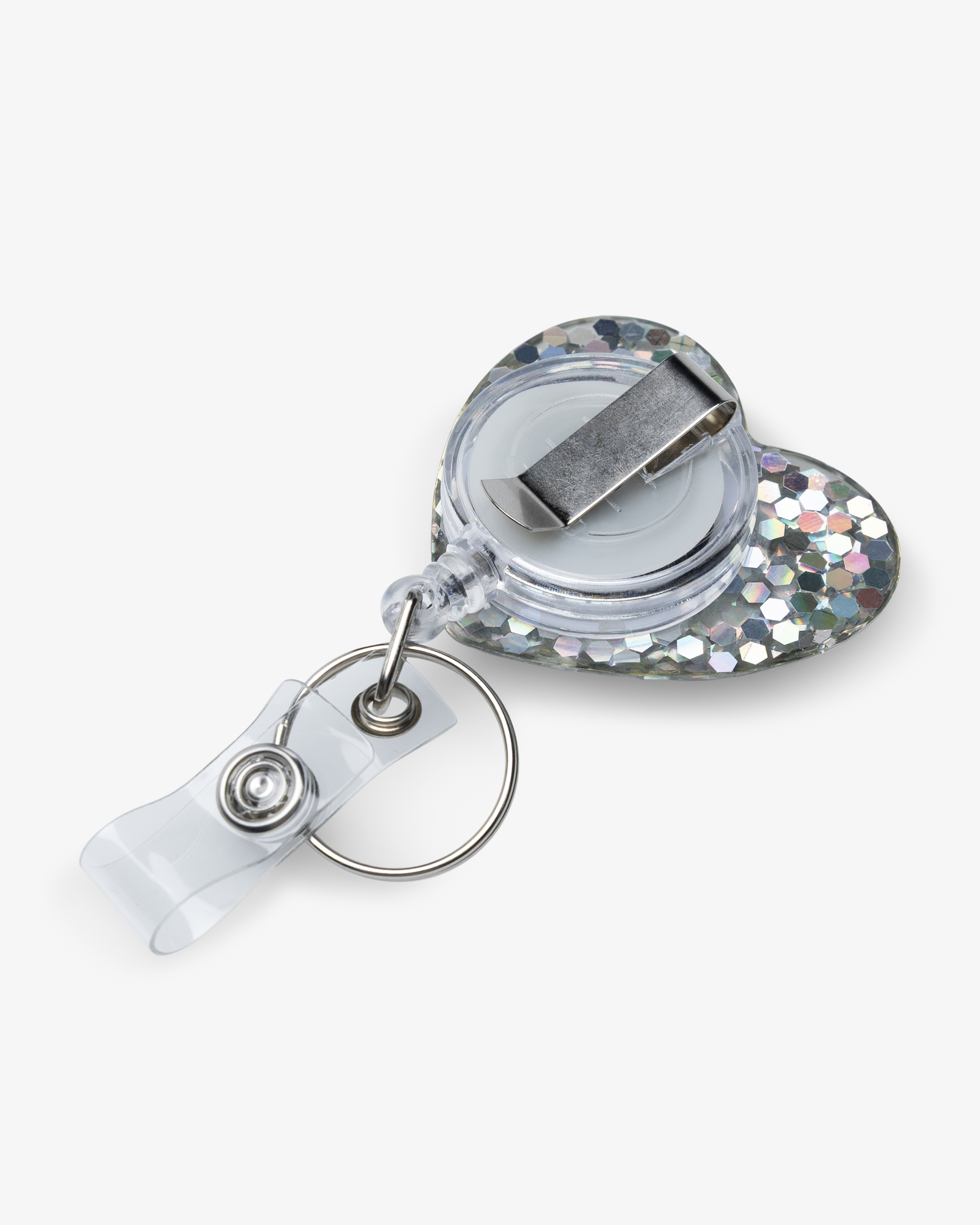 Jojo-Kartenhalter Glitzerherz Silber