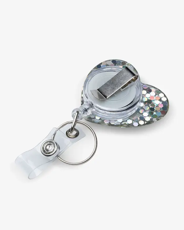 Jojo-Kartenhalter Glitzerherz Silber