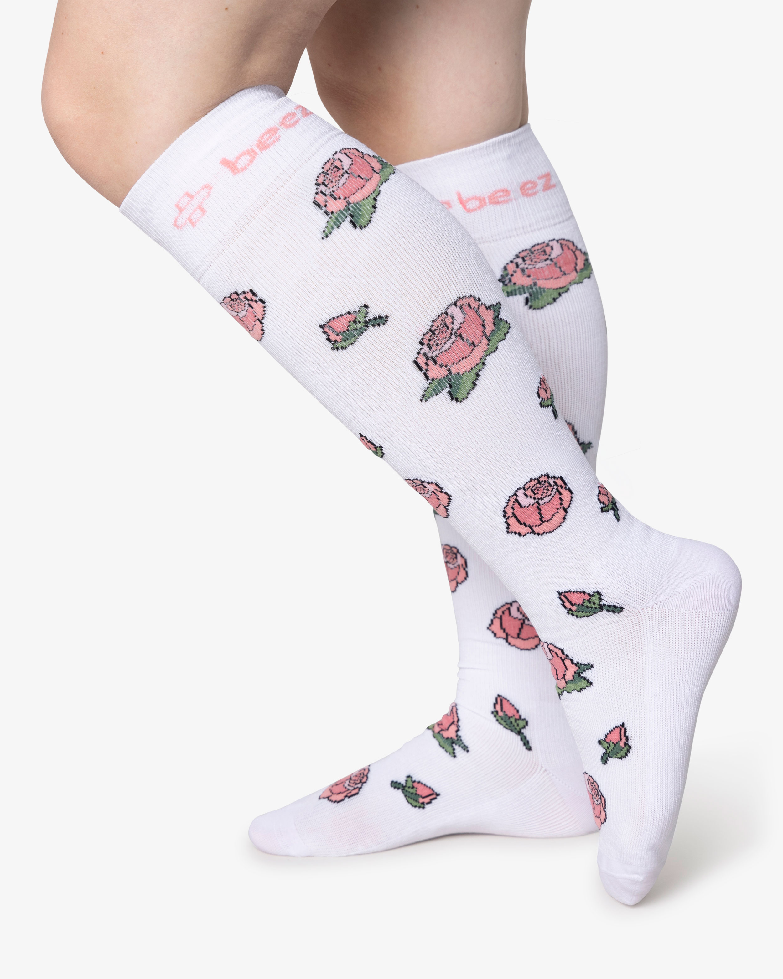 Beez Stödstrumpa Rosy Bred vad Vit