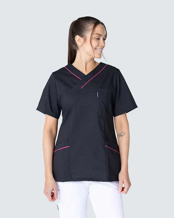 Almedahls Svart/Cerise V-blus Dam