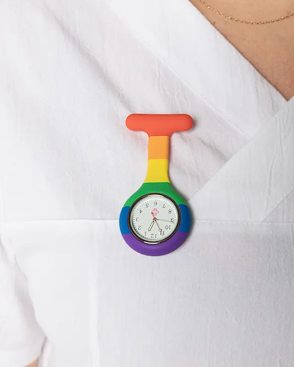 Sjuksköterskeklocka Valencia Pride Randig
