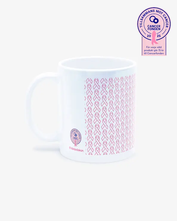 Mugg Rosa bandet Vit