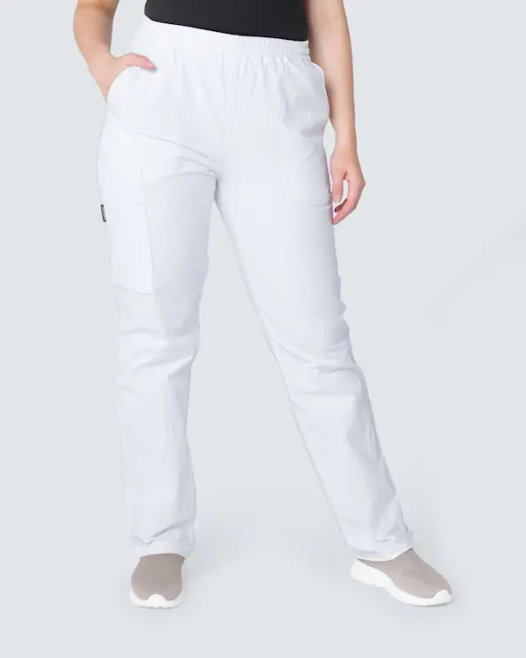 Almedahls Vit Krinklad Uppvikbar Byxa Dam