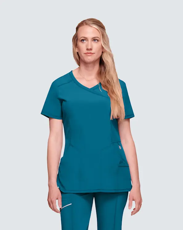 Infinity Mock Wrap Top CKE2625A Caribbean Blue