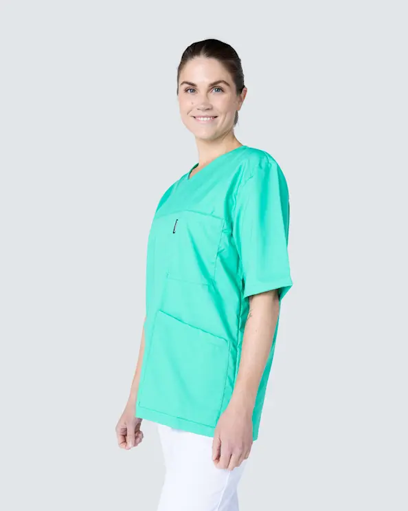 Almedahls Grøn Bluse med v-hals Unisex