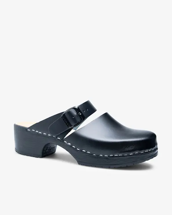 Beez Belle Slip-on Clogs mit Holzsohle Schwarz