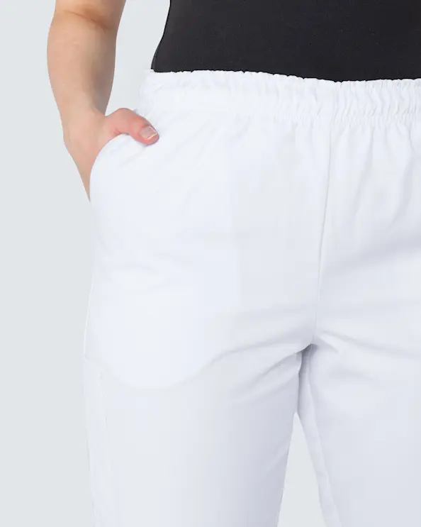 Kentaur Tencel Medical Hvide Arbejdsbukser med elastisk Unisex