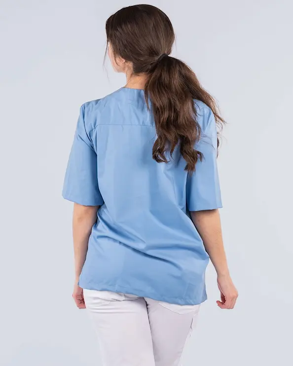 Almedahls Lyseblå Bluse med v-hals Unisex