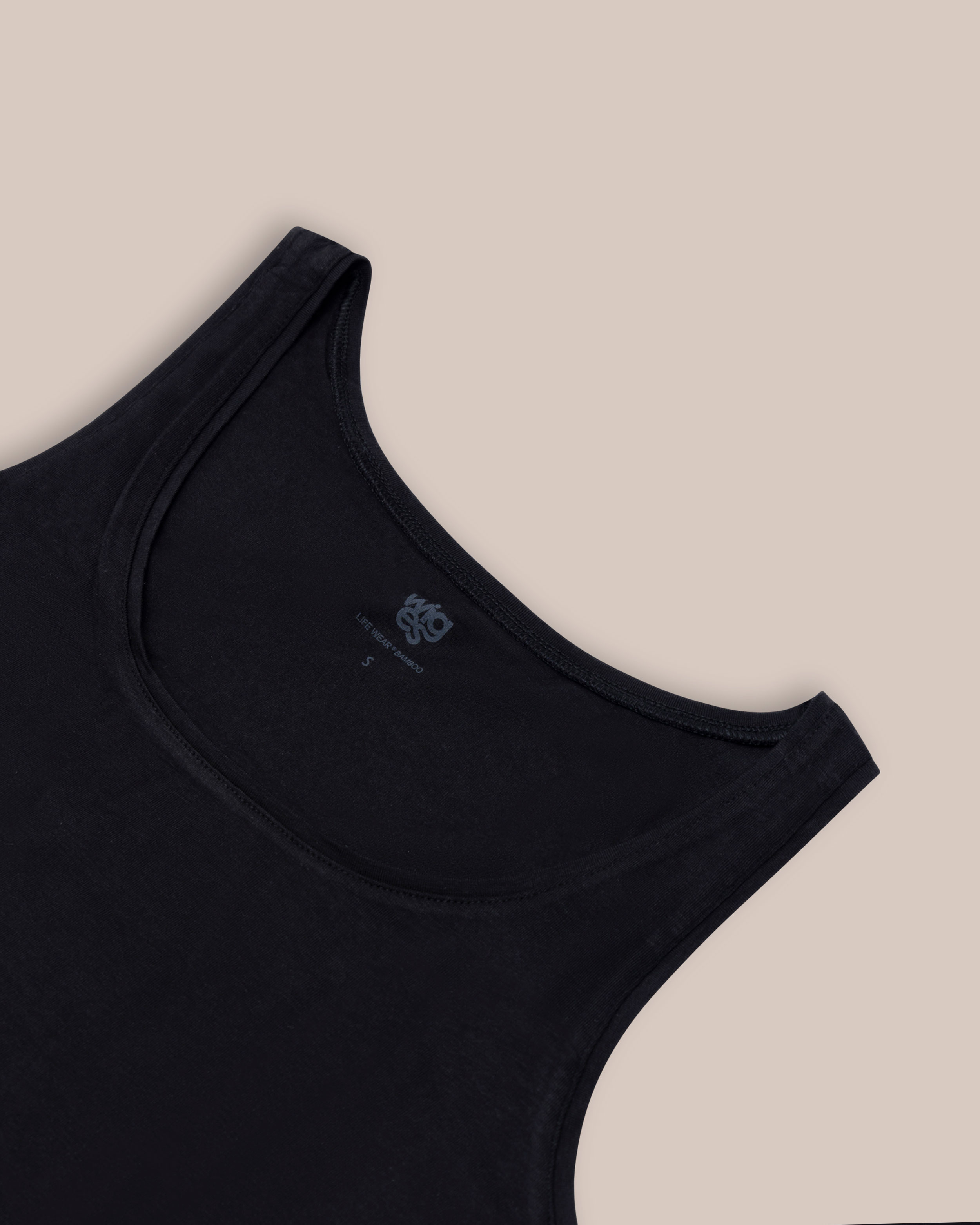 Singlet Ellen Bambus Brede Skulderstropper Sort