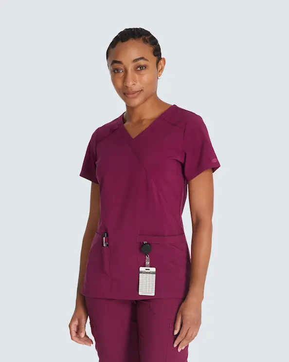 Dickies Essentials Mock Wrap Top DKE625 Vinrød