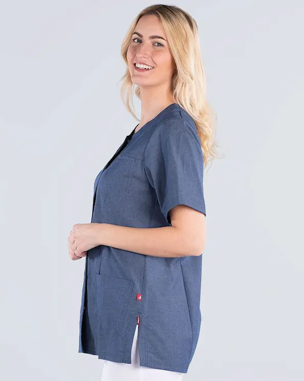 Segers Denimblå Tunika Stretch med Knapper Dame