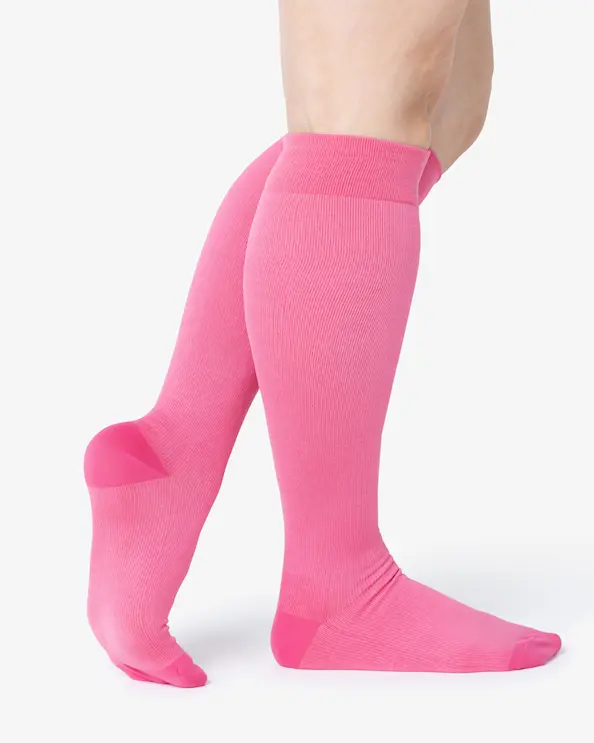 Støttestrømper Bred Læg Pink