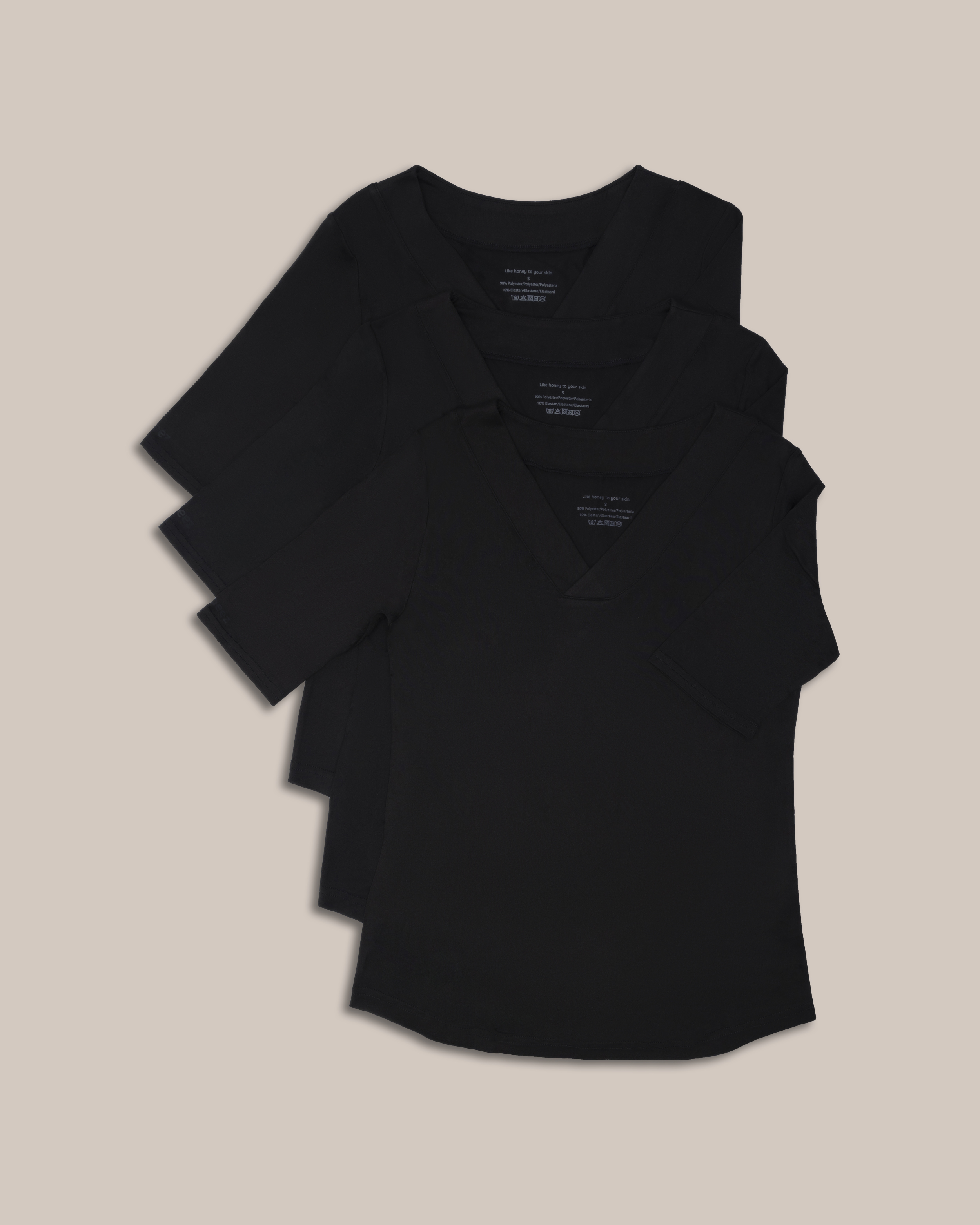 Beez T-skjorte 3/4 erme Svart 3-pakning