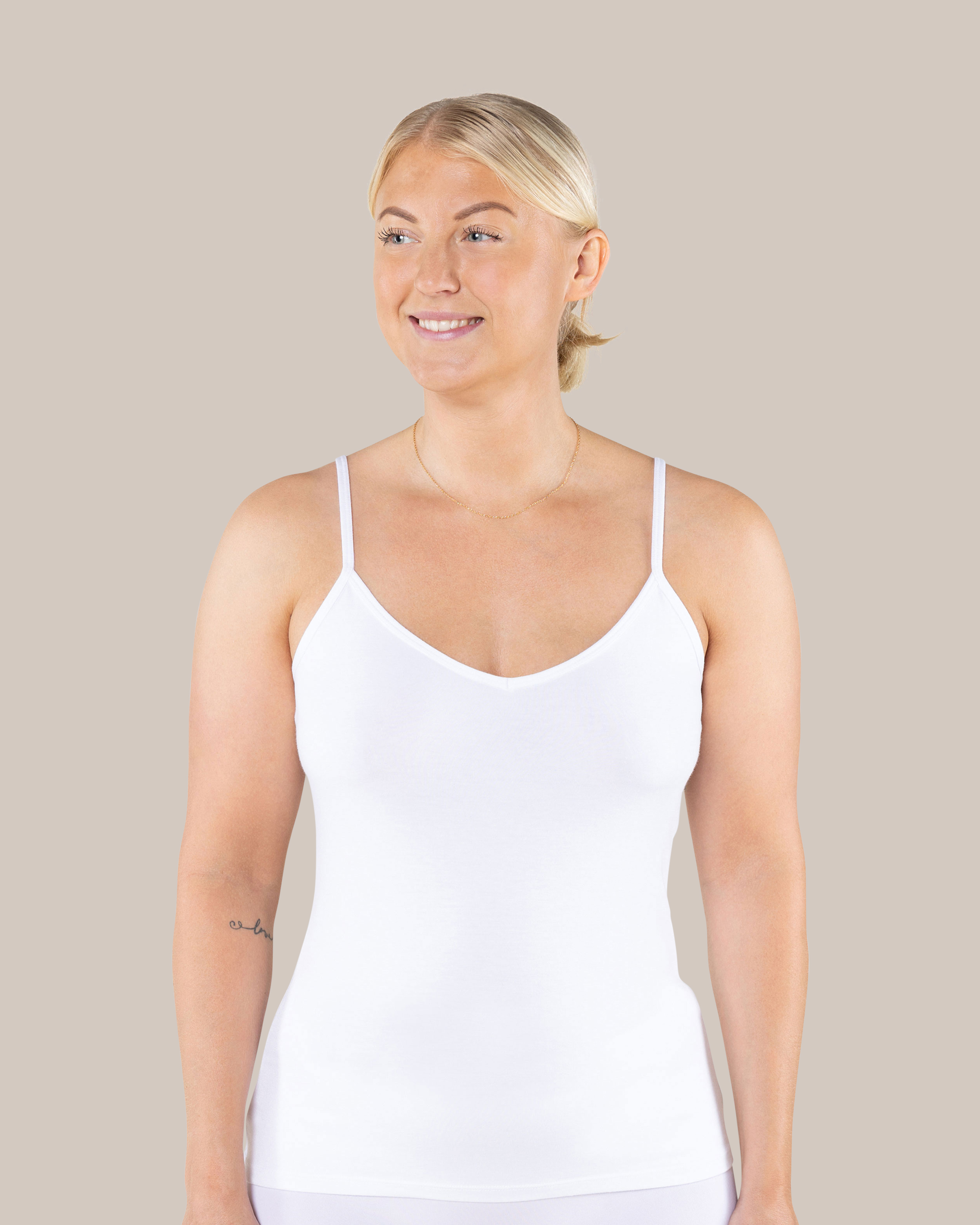 Tanktop Ellen Bambus V-hals Hvid