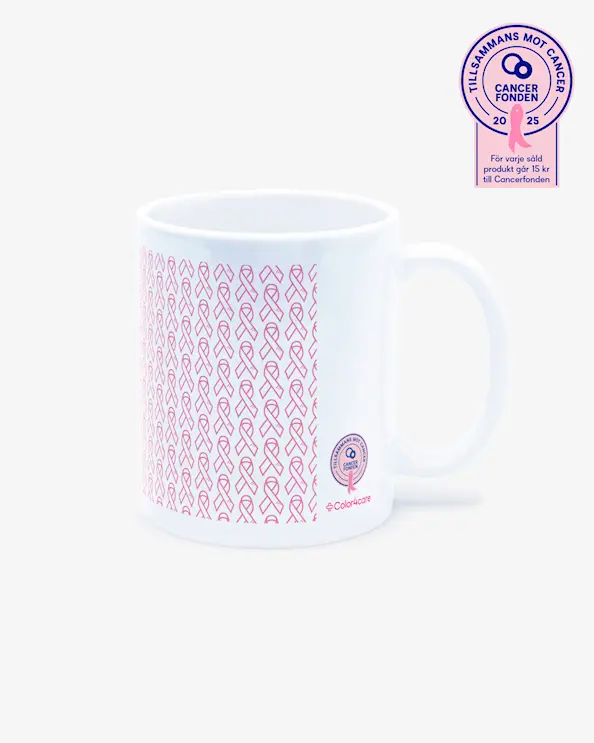 Mugg Rosa bandet Vit