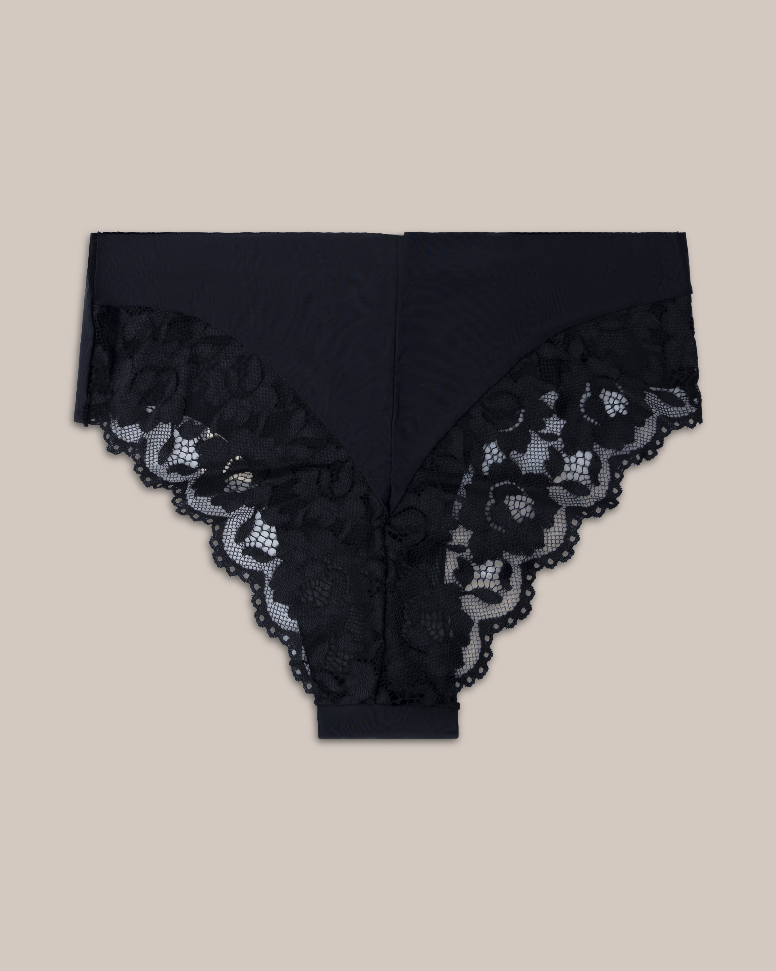 Brasiliansk trusse Eve med blonder laserskåret Sort