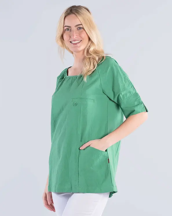 South West Cotton Crinkle GOTS Elin Grøn Tunika Dame