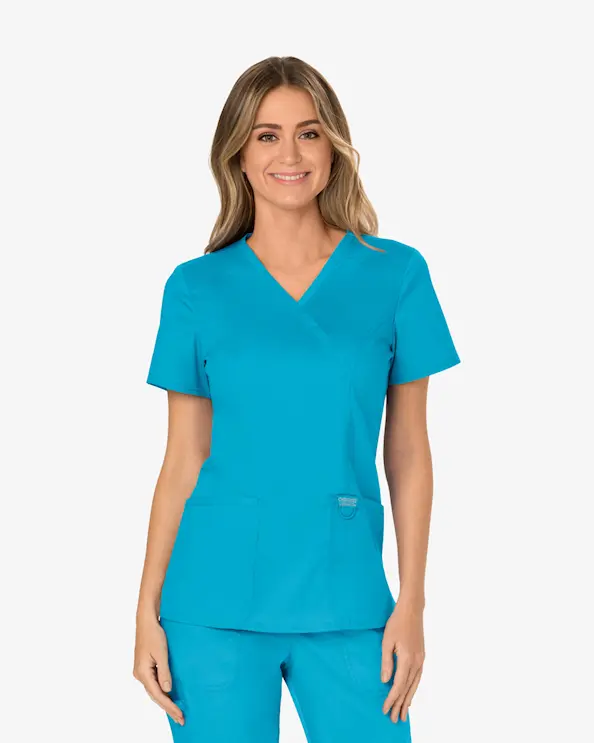 Cherokee Revolution Mock Wrap Top WWE610 Aqua