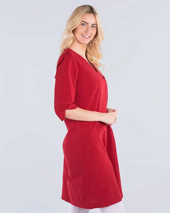 South West Cotton Crincle GOTS Emma Punainen Mekko Naiset