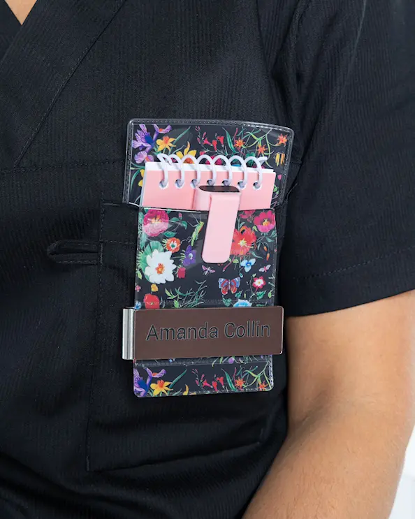 Lomme til kuglepen Blomster Black floral