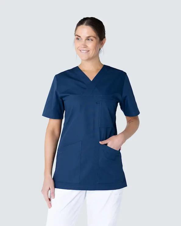 South West Staccato Alva Marineblå V-bluse Dame