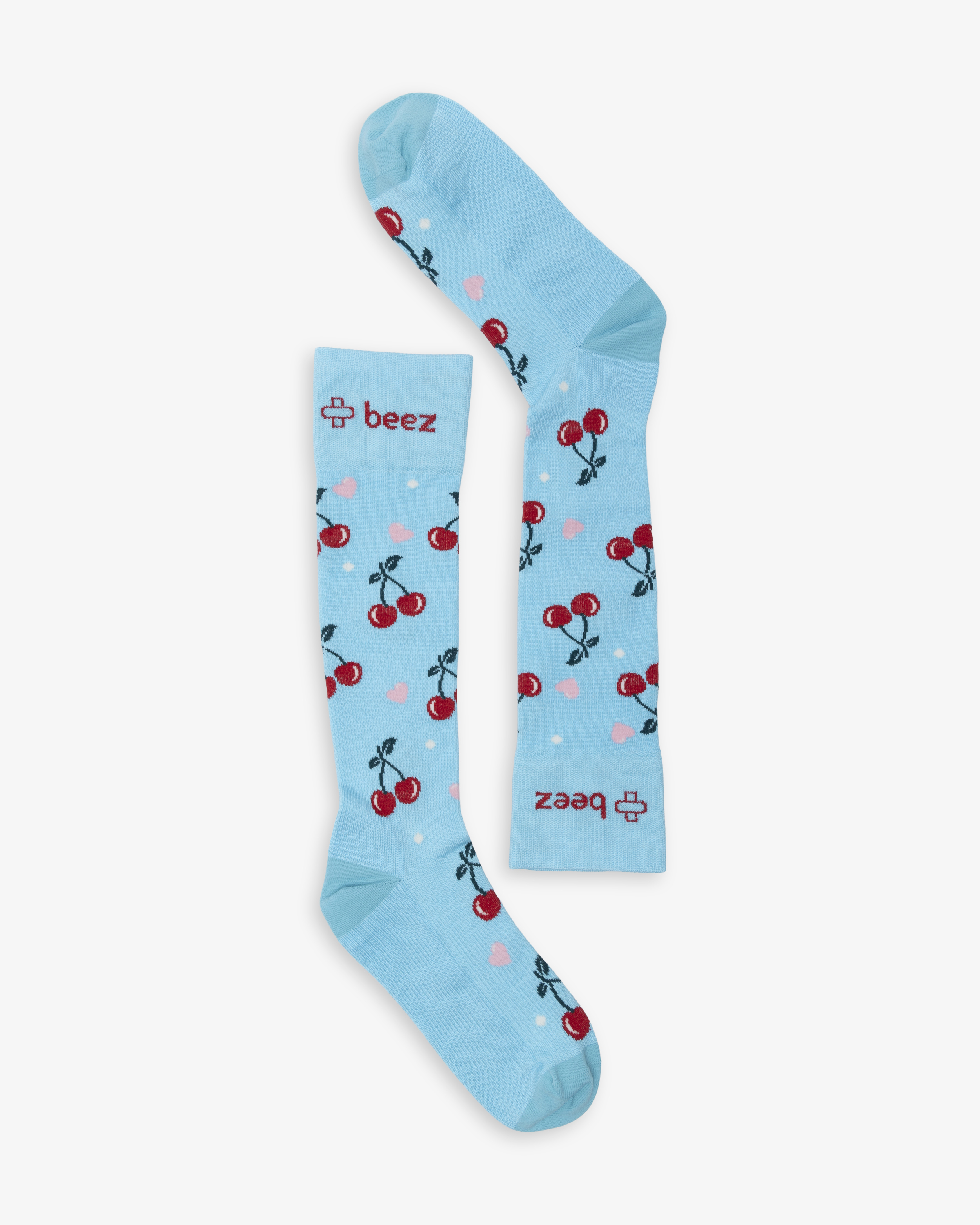 Beez Stödstrumpa Cherrie Heart Blå