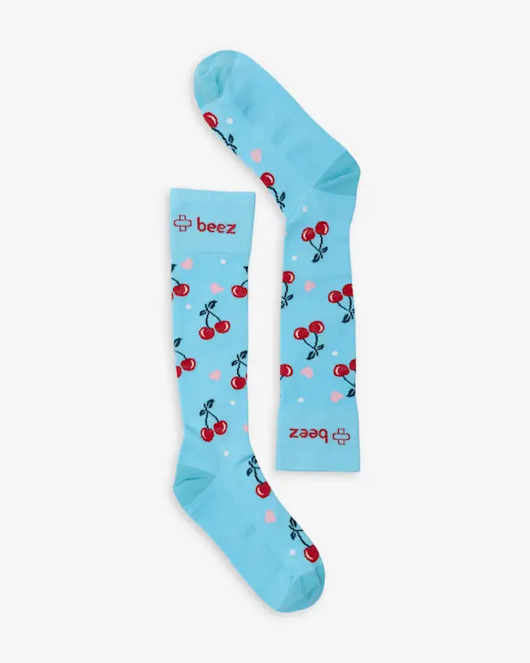 Beez Stödstrumpa Cherrie Heart Blå