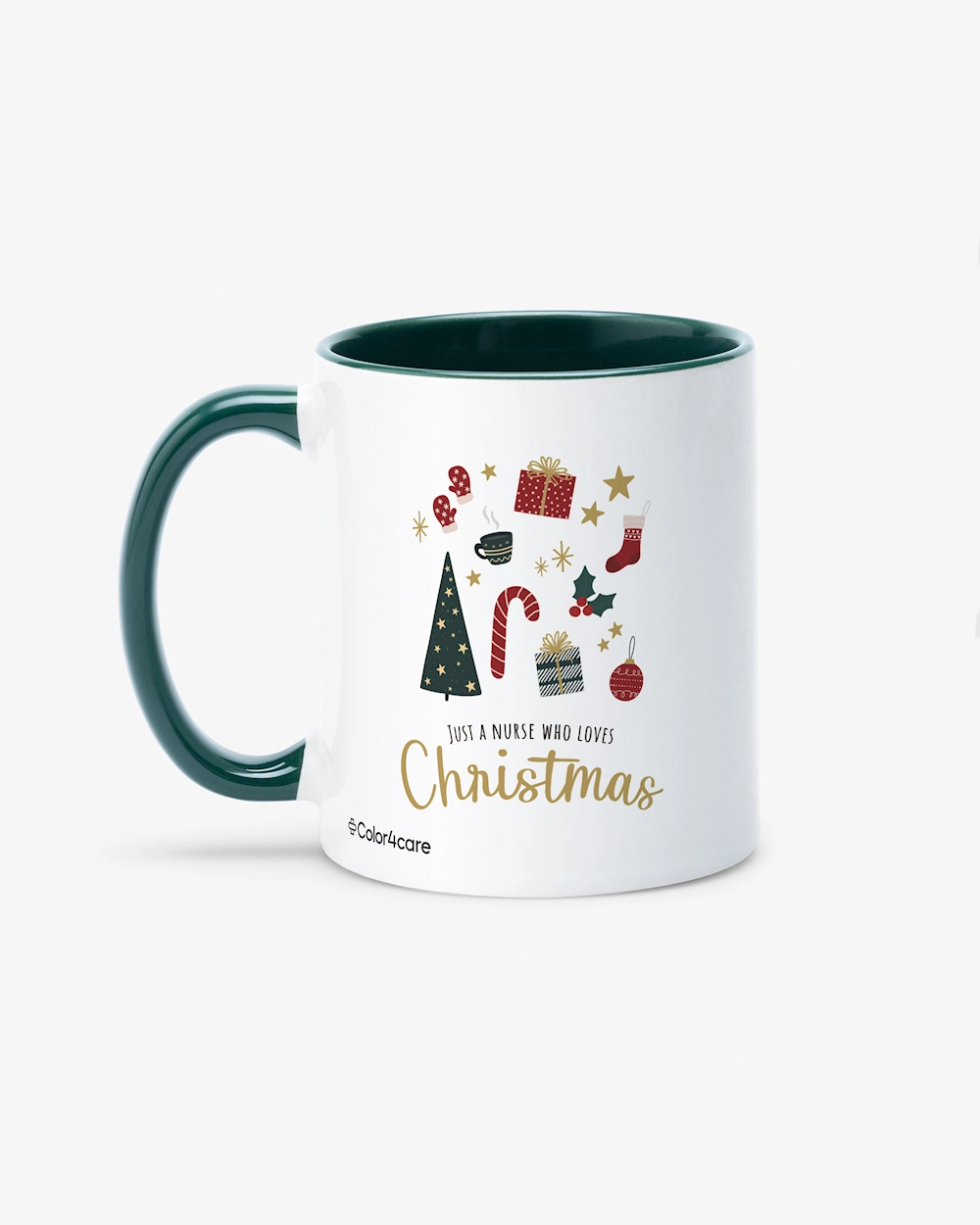 Krus Mugg Just a Nurse Who Loves Christmas Mørkegrønn